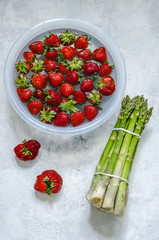First spring harvest: strawberry and asparagus