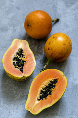 exotic fruits: papaya and granadilla