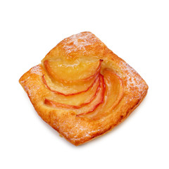 puff with slices of apples on a white background