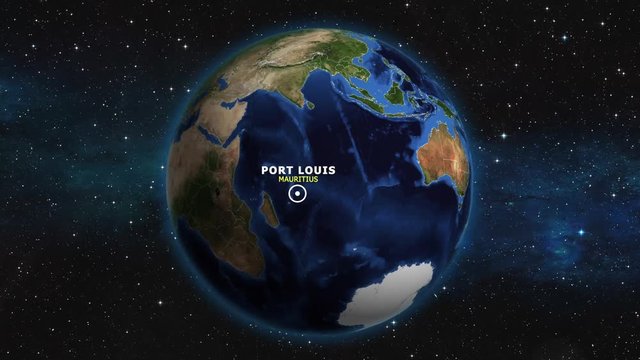 MAURITIUS PORT LOUIS ZOOM IN FROM SPACE