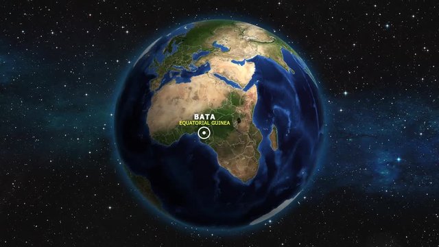 EQUATORIAL GUINEA BATA ZOOM IN FROM SPACE
