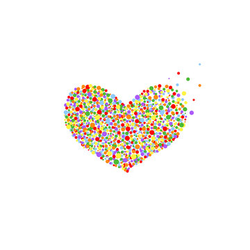 Heart from bubbles of color of a rainbow.  Flag colors of LGBT organization. Vector illustration.
