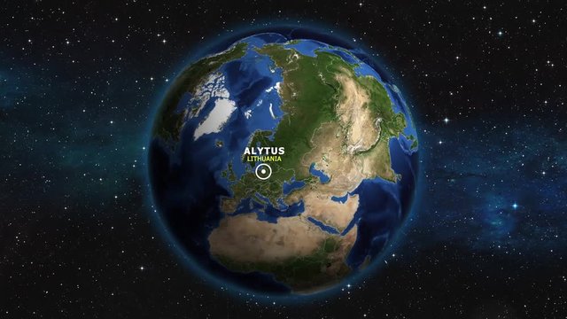 LITHUANIA ALYTUS ZOOM IN FROM SPACE