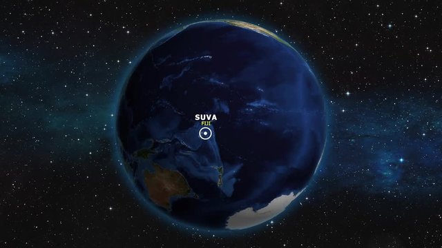 FIJI SUVA ZOOM IN FROM SPACE