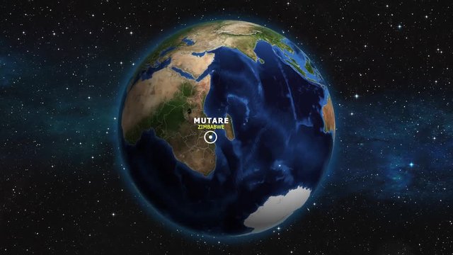 ZIMBABWE MUTARE ZOOM IN FROM SPACE