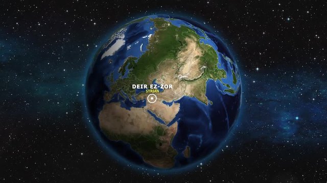 SYRIAN DEIR EZ ZOR ZOOM IN FROM SPACE