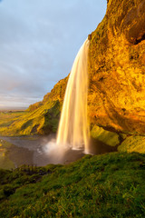 Fototapeta na wymiar Seljalandsfoss waterfall - one of the most famous and beautiful waterfalls, Iceland