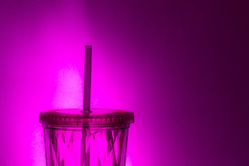 Pink Plastic Straw and Re-Usable Drink Glass