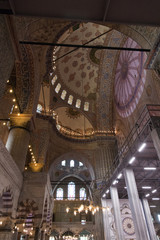 Fototapeta na wymiar Interior Views of the Blue Mosque (Sultan Ahmet Mosque) in Istanbul, Turkey