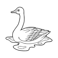 Goose cartoon illustration isolated on white background for children color book