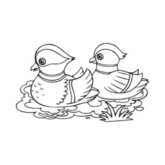 Duck cartoon illustration isolated on white background for children color book