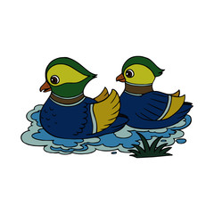 Duck cartoon illustration isolated on white background for children color book