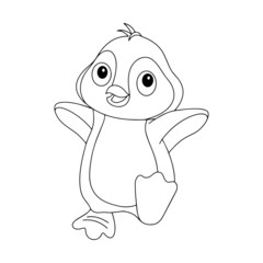 Penguin cartoon illustration isolated on white background for children color book