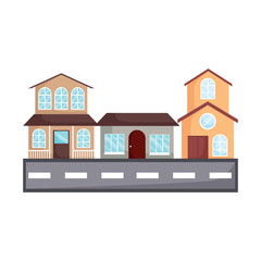 Obraz na płótnie Canvas Street with houses over white background, vector illustration