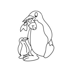 Penguin cartoon illustration isolated on white background for children color book