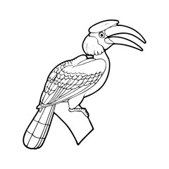 Bird cartoon illustration isolated on white background for children color book