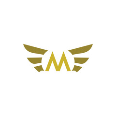 Golden Wing with M letter logo