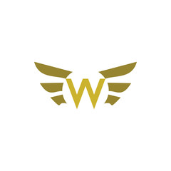 Golden Wing with W letter logo