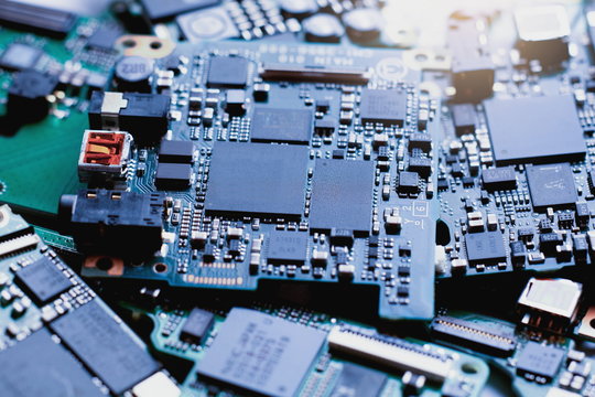 Electronic Waste,Semiconductor in Printed Circuit Board, technology background.
