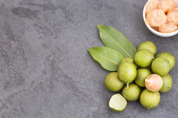 Fresh ripe peeled quenepa fruit - Melicoccus bijugatus