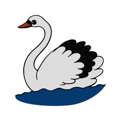 Swan cartoon illustration isolated on white background for children color book
