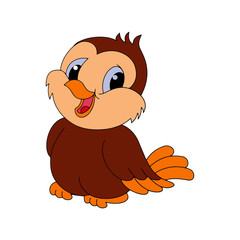 Bird cartoon illustration isolated on white background for children color book