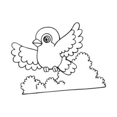 Sparrow cartoon illustration isolated on white background for children color book