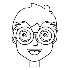 man with crazy glasses over white background, vector illustration