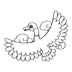 Duck cartoon illustration isolated on white background for children color book