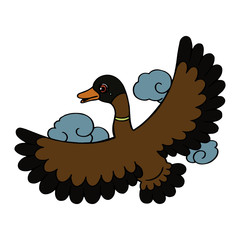 Duck cartoon illustration isolated on white background for children color book