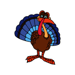 Turkey cartoon illustration isolated on white background for children color book