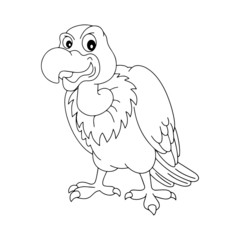 Vulture cartoon illustration isolated on white background for children color book