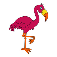 Flamingo cartoon illustration isolated on white background for children color book