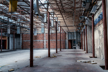 Ruins of buildings, abandoned gloomy and terrifying factory buildings