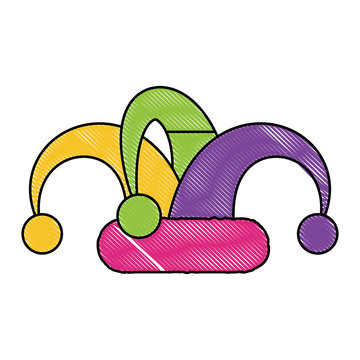 Jester hat icon over white background, colorful design. vector illustration