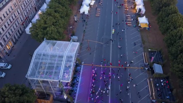 Aerial view of the Riga old town celebrating "Jani".