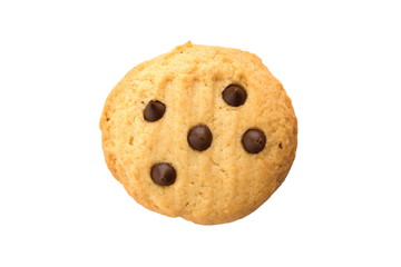 Chocolate chip cookie isolated on white background.