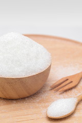 White sugar,Granulated sugar on spoon. 