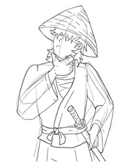 Samurai thinking sketch