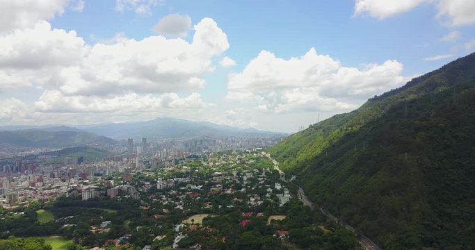 Aereal view of the Avila Mountain of Caracas City Venezuela