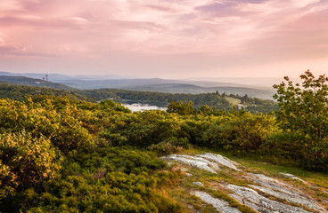 Stormy sunset at the overlook in High Point State Park, the top of NJ, in late springtime