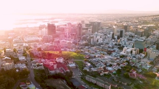 Aerial view of Cape Town, South Africa, with Table Mountain