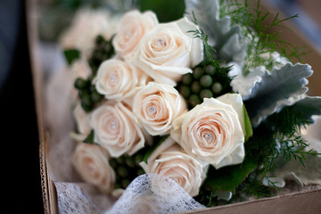 Bridal bouquet of beautiful pink Roses