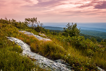 Stormy sunset  over the mountains at High Point State Park, the top of NJ, in late springtime