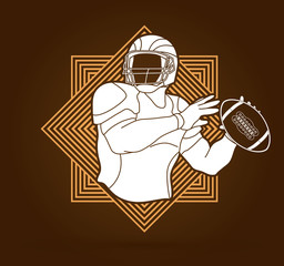 American football player, Sportsman action, sport concept designed on line square background graphic vector.