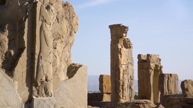 A shot of the carvings from the city of persepolis.