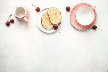 Swiss roll with cream