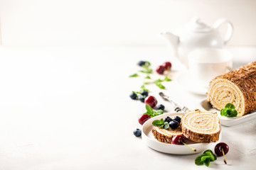 Swiss roll with cream