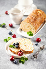 Swiss roll with cream