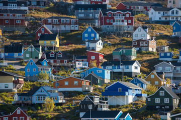 Colorful houses on a hillside, Qaqortoc, Greenland